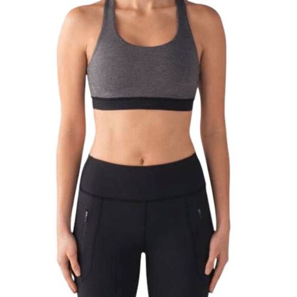 LULULEMON ATHLETICA Invigorate Bra In Heathered Black/Black Size 2 - Picture 2 of 4